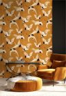 Decoprint Designer Walls Marta Cortese vlies  anyagú, fekete, mustársárga, fehér, piros színű, madaras, Modern tapéta