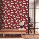 Decoprint Designer Walls Marta Cortese vlies  anyagú, fekete, piros, beige, barna színű, madaras, Modern tapéta
