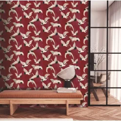   Decoprint Designer Walls Marta Cortese vlies  anyagú, fekete, piros, beige, barna színű, madaras, Modern tapéta