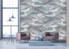 Decoprint Designer Walls Marta Cortese vlies  anyagú, fehér, kék, lila, szürke, türkiz, beige színű, absztrakt, hegyvidék, Modern poszter