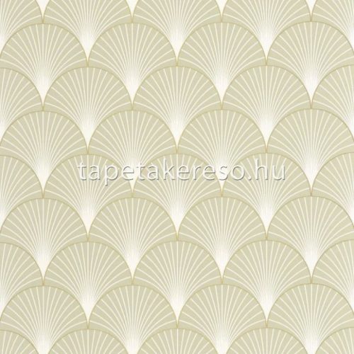 Caselio ELEGANCE vlies, vinyl anyagú zöld, törtfehér, arany színű geometriai, art deco modern tapéta