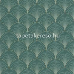   Caselio ELEGANCE vlies, vinyl anyagú zöld, arany színű geometriai, art deco modern tapéta