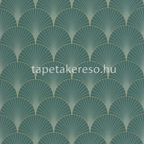 Caselio ELEGANCE vlies, vinyl anyagú zöld, arany színű geometriai, art deco modern tapéta