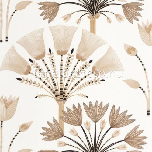 Caselio ELEGANCE vlies, vinyl anyagú beige, barna, arany, fekete színű virágos, art deco modern tapéta