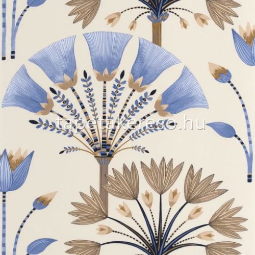 Caselio ELEGANCE vlies, vinyl anyagú barna, kék, arany színű virágos, art deco modern tapéta