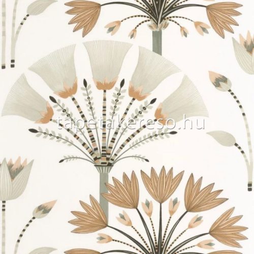 Caselio ELEGANCE vlies, vinyl anyagú beige, barna, zöld, arany színű virágos, art deco modern tapéta