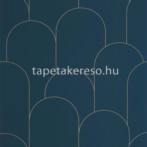 Caselio ELEGANCE vlies, vinyl anyagú kék, arany színű geometriai, art deco modern tapéta