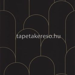   Caselio ELEGANCE vlies, vinyl anyagú fekete, arany színű geometriai, art deco modern tapéta