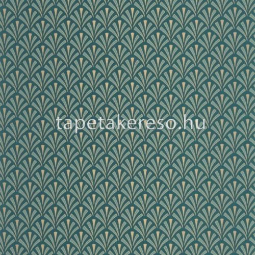Caselio ELEGANCE vlies, vinyl anyagú kék, arany színű geometriai, art deco modern tapéta