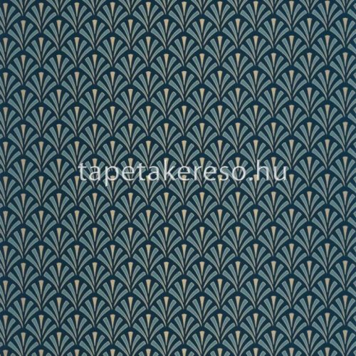 Caselio ELEGANCE vlies, vinyl anyagú kék, arany színű geometriai, art deco modern tapéta