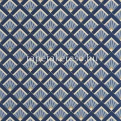  Caselio ELEGANCE vlies, vinyl anyagú kék, beige, arany színű geometriai, art deco modern tapéta