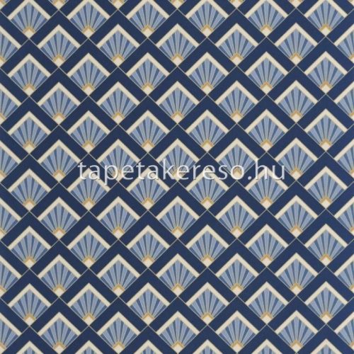 Caselio ELEGANCE vlies, vinyl anyagú kék, beige, arany színű geometriai, art deco modern tapéta