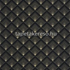   Caselio ELEGANCE vlies, vinyl anyagú fekete, arany színű geometriai, art deco modern tapéta