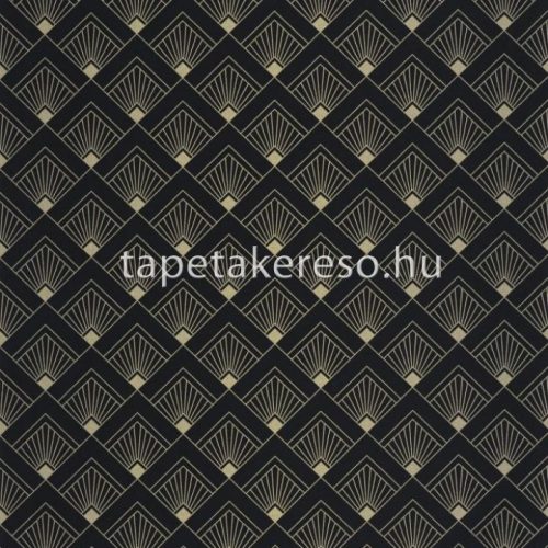 Caselio ELEGANCE vlies, vinyl anyagú fekete, arany színű geometriai, art deco modern tapéta