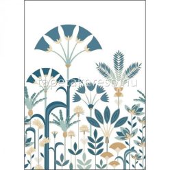   Caselio ELEGANCE vlies anyagú fehér, kék, barna színű virágos, art deco modern poszter