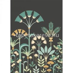   Caselio ELEGANCE vlies anyagú fekete, zöld, barna, türkiz színű virágos, art deco modern poszter