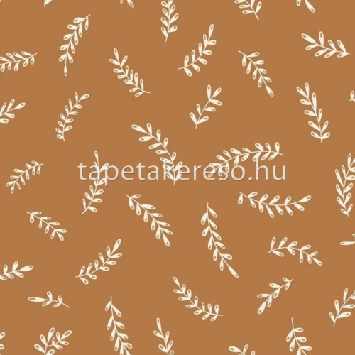 Caselio Essentiel vlies anyagú terrakotta, fehér, arany színű leveles natural tapéta