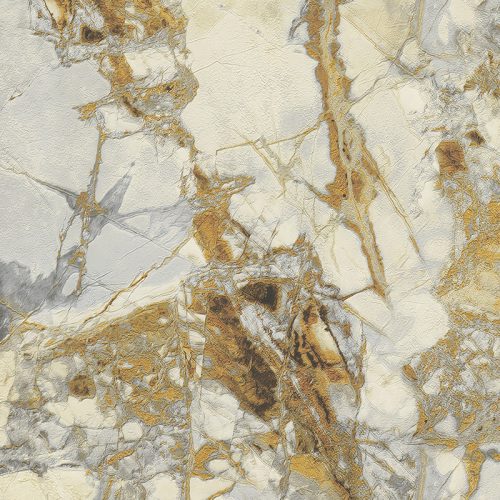 Emiliana Parati Carrara 4 vlies, vinyl anyagú, vajszínű, szürke, arany színű, márványos, Modern tapéta