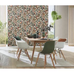   Erismann Pure Harmony, vinyl, vlies anyagú, barna, barack, türkiz, beige színű, absztrakt, virágos, Modern tapéta