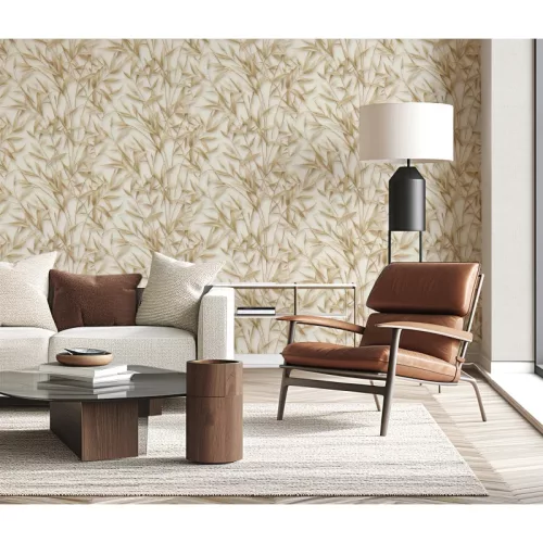 Erismann Pure Harmony, vinyl, vlies anyagú, beige, barna, csillámos színű, leveles, Modern tapéta