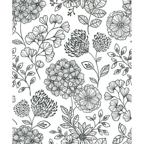 A Street Prints Scott Living II vlies anyagú fehér, fekete színű virágos modern, natural tapéta