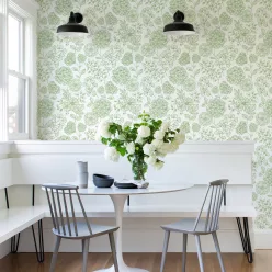   A Street Prints Scott Living II vlies anyagú fehér, zöld színű virágos modern, natural tapéta
