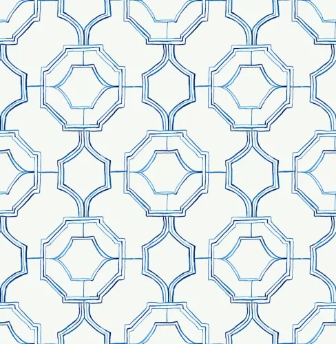 A Street Prints Happy vlies anyagú fehér, kék színű geometriai modern tapéta