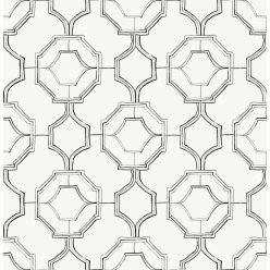   A Street Prints Happy vlies anyagú fehér, fekete színű geometriai modern tapéta