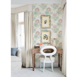   A Street Prints Happy vlies anyagú fehér, kék, türkiz, mályva, zöld, lila színű virágos modern tapéta