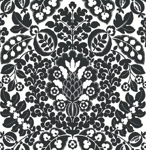 A Street Prints Happy vlies anyagú fehér, fekete színű etno, virágos modern tapéta