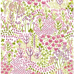   A Street Prints Happy vlies anyagú fehér, zöld, lila, pink színű növényes, virágos, absztrakt modern tapéta