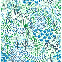   A Street Prints Happy vlies anyagú fehér, kék, zöld színű növényes, virágos, absztrakt modern tapéta