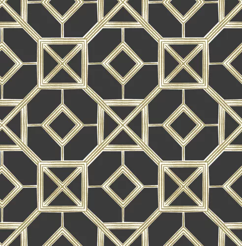 A Street Prints Seychelles vlies anyagú fekete, fehér, arany színű geometriai modern, natural tapéta