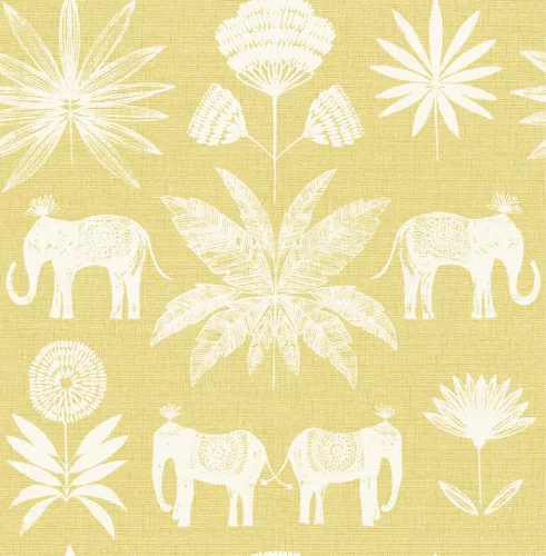 A Street Prints Seychelles vlies anyagú mustársárga, fehér színű állatos, növényes modern, natural tapéta