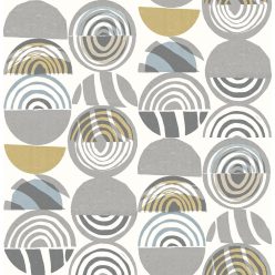   A Street Prints Seychelles vlies anyagú fehér, szürke, kék, barna színű körös, geometriai modern, natural tapéta