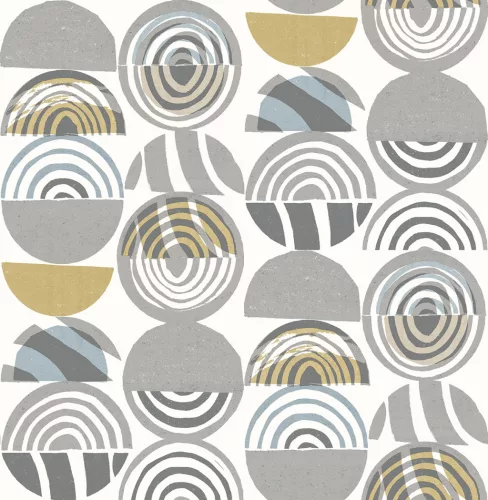 A Street Prints Seychelles vlies anyagú fehér, szürke, kék, barna színű körös, geometriai modern, natural tapéta