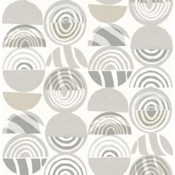   A Street Prints Seychelles vlies anyagú fehér, szürke, barna színű körös, geometriai modern, natural tapéta