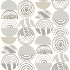   A Street Prints Seychelles vlies anyagú fehér, szürke, barna színű körös, geometriai modern, natural tapéta