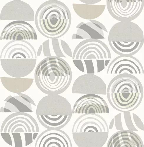 A Street Prints Seychelles vlies anyagú fehér, szürke, barna színű körös, geometriai modern, natural tapéta