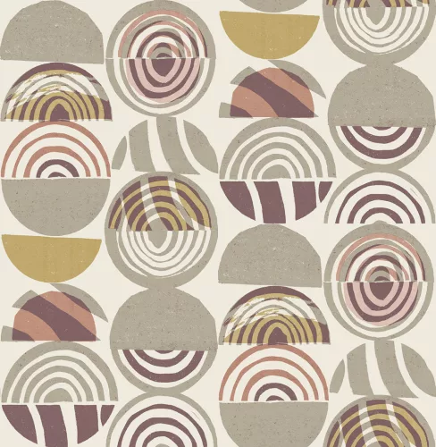 A Street Prints Seychelles vlies anyagú beige, szürke, lila, mályva, keki színű körös, geometriai modern, natural tapéta