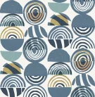 A Street Prints Seychelles vlies anyagú kék, fehér, keki, barna, türkiz színű körös, geometriai modern, natural tapéta
