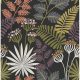 A Street Prints Seychelles vlies anyagú fekete, zöld, lila, barack, törtfehér, mustársárga színű virágos, leveles modern, natural tapéta