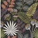 A Street Prints Seychelles vlies anyagú fekete, zöld, lila, barack, törtfehér, mustársárga színű virágos, leveles modern, natural tapéta