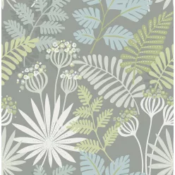   A Street Prints Seychelles vlies anyagú szürke, beige, kék, zöld színű virágos, leveles modern, natural tapéta