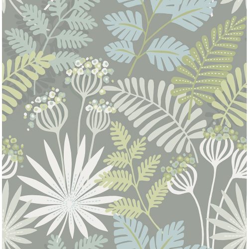 A Street Prints Seychelles vlies anyagú szürke, beige, kék, zöld színű virágos, leveles modern, natural tapéta
