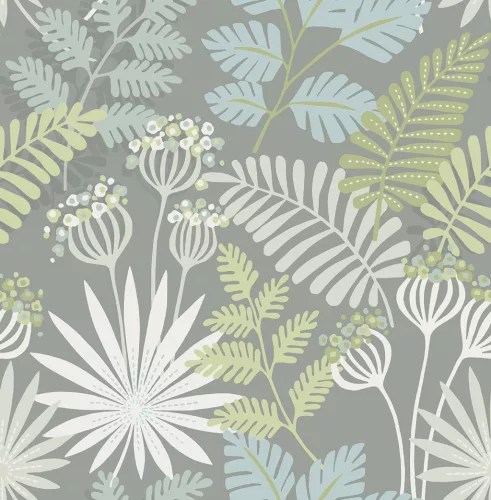 A Street Prints Seychelles vlies anyagú szürke, beige, kék, zöld színű virágos, leveles modern, natural tapéta