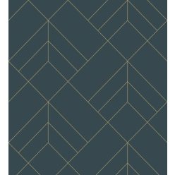  A Street Prints Hannah vlies anyagú kék, arany színű geometriai modern tapéta