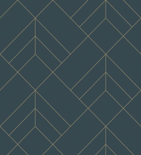 A Street Prints Hannah vlies anyagú kék, arany színű geometriai modern tapéta