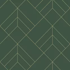   A Street Prints Hannah vlies anyagú zöld, arany színű geometriai modern tapéta