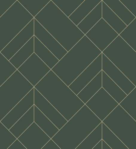 A Street Prints Hannah vlies anyagú zöld, arany színű geometriai modern tapéta